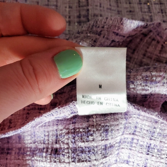 NWT Andree by Unit Boutique Cotton Shacket Size Medium Purple Plaid Tweed Jacket - Picture 6 of 17